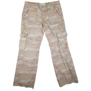 Old Navy Low Rise Camo Flare Pants Y2K Size 10 Regular Beige Pink Cargo